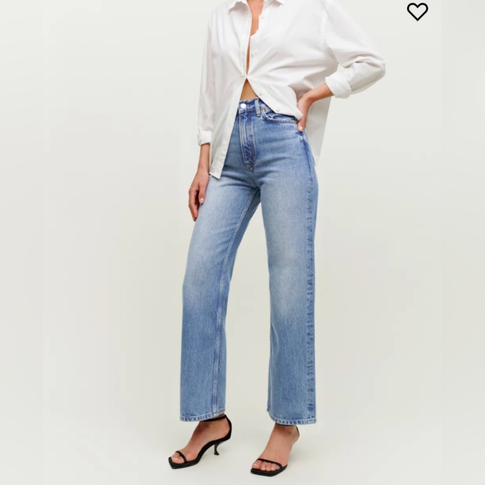 Reformation Wilder High Rise Wide Leg Cropped Jeans - Dillon